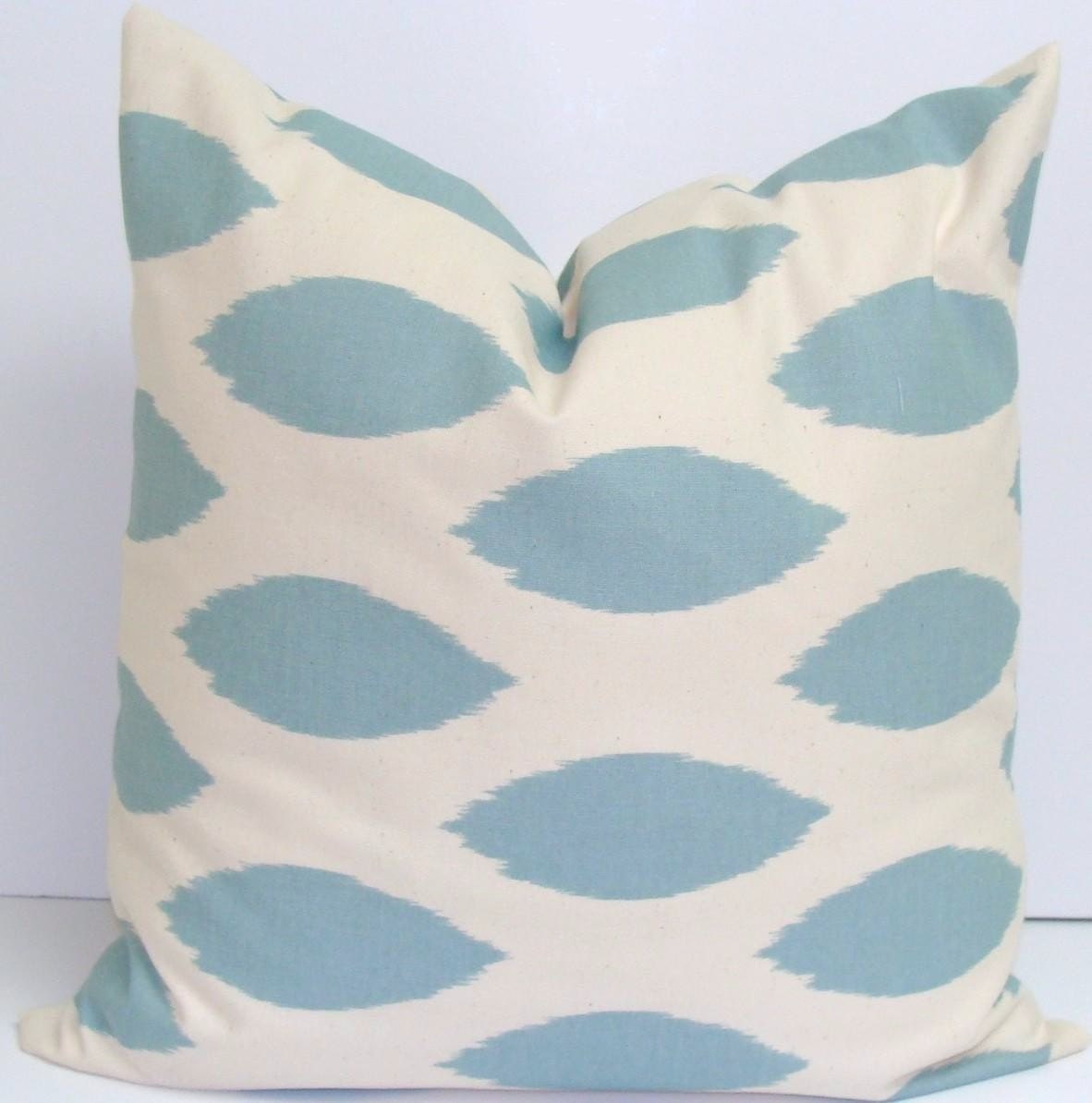 Pillow SALE.Blue Ikat.18x18 inch.Pillow Cover.Printed Fabric Front and Back.Spots.Ikat.Pillow Coordinates.Blue Fabric.Housewares