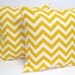 SALE.Yellow PILLOW SET.Chevron.Set of Two.16x16 inch.Decorator Pillow Covers.Printed Fabric Both Sides.Housewares.Home Decor