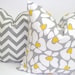Flower Pillow.Gray Yellow.16x16 inch Decorator Pillow Cover.Printed Fabric Front and Back.Cushion Cover.Nursery Pillow