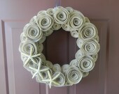 Summer Wreath - Beach Wreath - 14 Inch Felt Flower Wreath in Sandstone with Pearls and Starfish