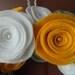Gray, Yellow and White Wreath - Spring and Summer Felt Flower Wreath - 12 Inch Wreath with Pearls in the Centers of the Large Flowers