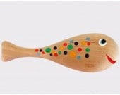 Wooden eco friendly organic baby fish rattle-teether