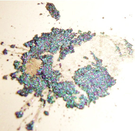 Punk Pixie- Silver Natural Mineral Eyeshadow -Purple Green Sparkles, Cruelty Free, Earth Friendly Cosmetics Mica
