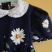 Reserved  Reserved Reserved Vintage navy blue daisy dress / puffed sleeves peter pan collar  / Size 4