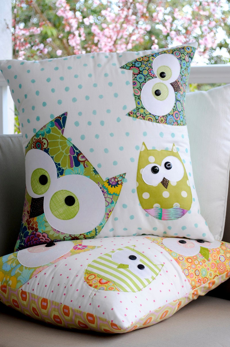 A Family of Owls Applique Cushion PDF Pattern - instant download