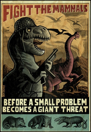 World War II Dinosaur Poster