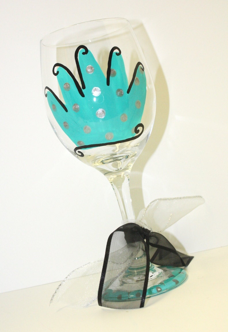 Hand Painted Crown Wine Glass
