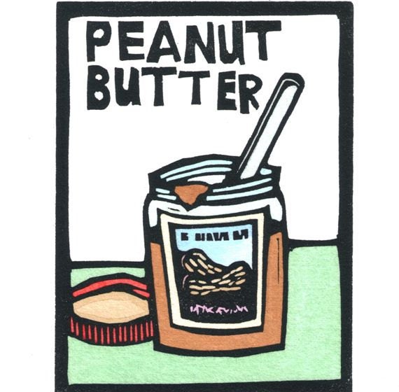 Original Linocut of Peanut Butter by Ken Swanson