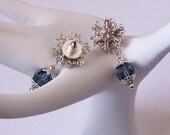 Swarovski, Crystal, Earrings, Denim, Blue, Retro, Vintage Inspired