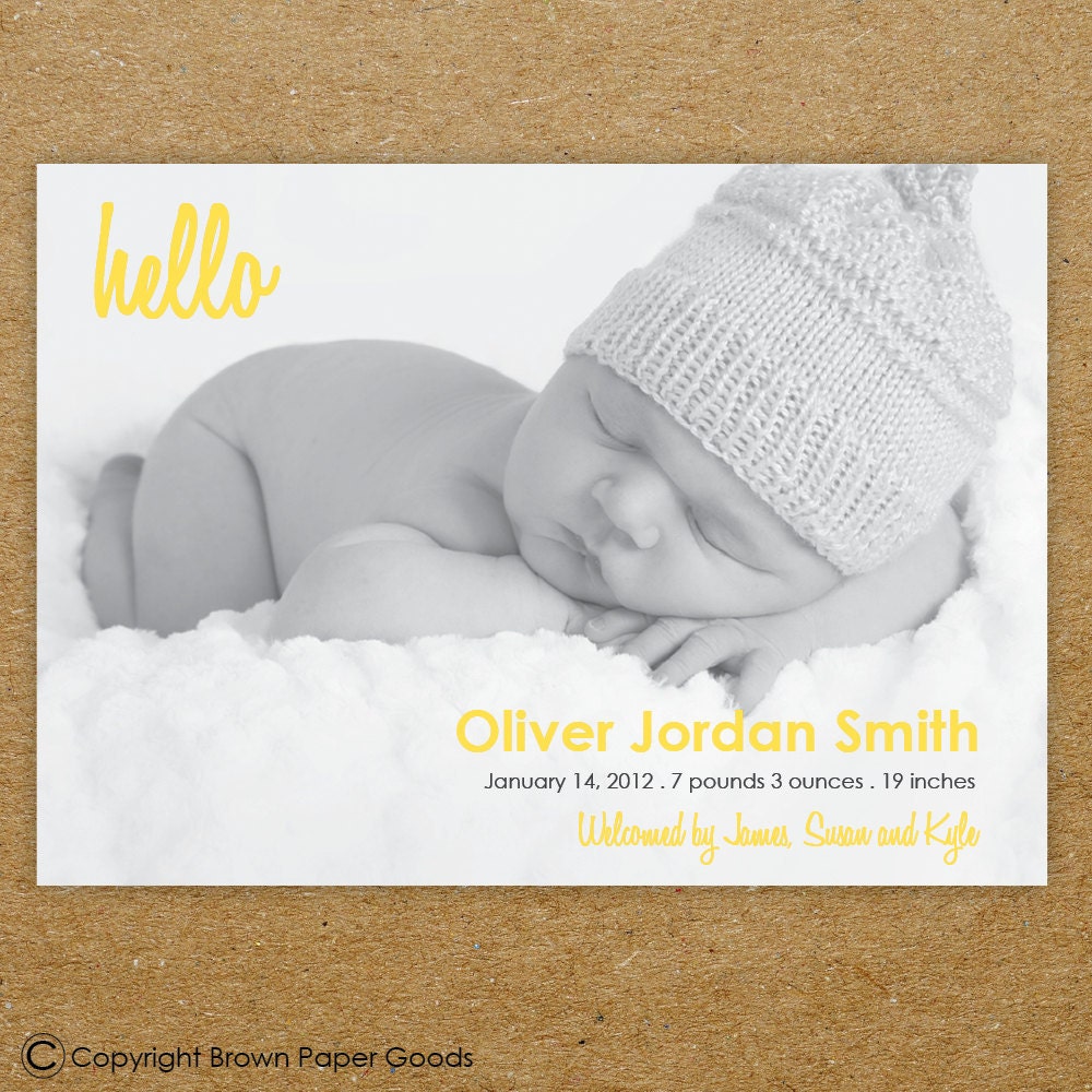 birth announcement- hello