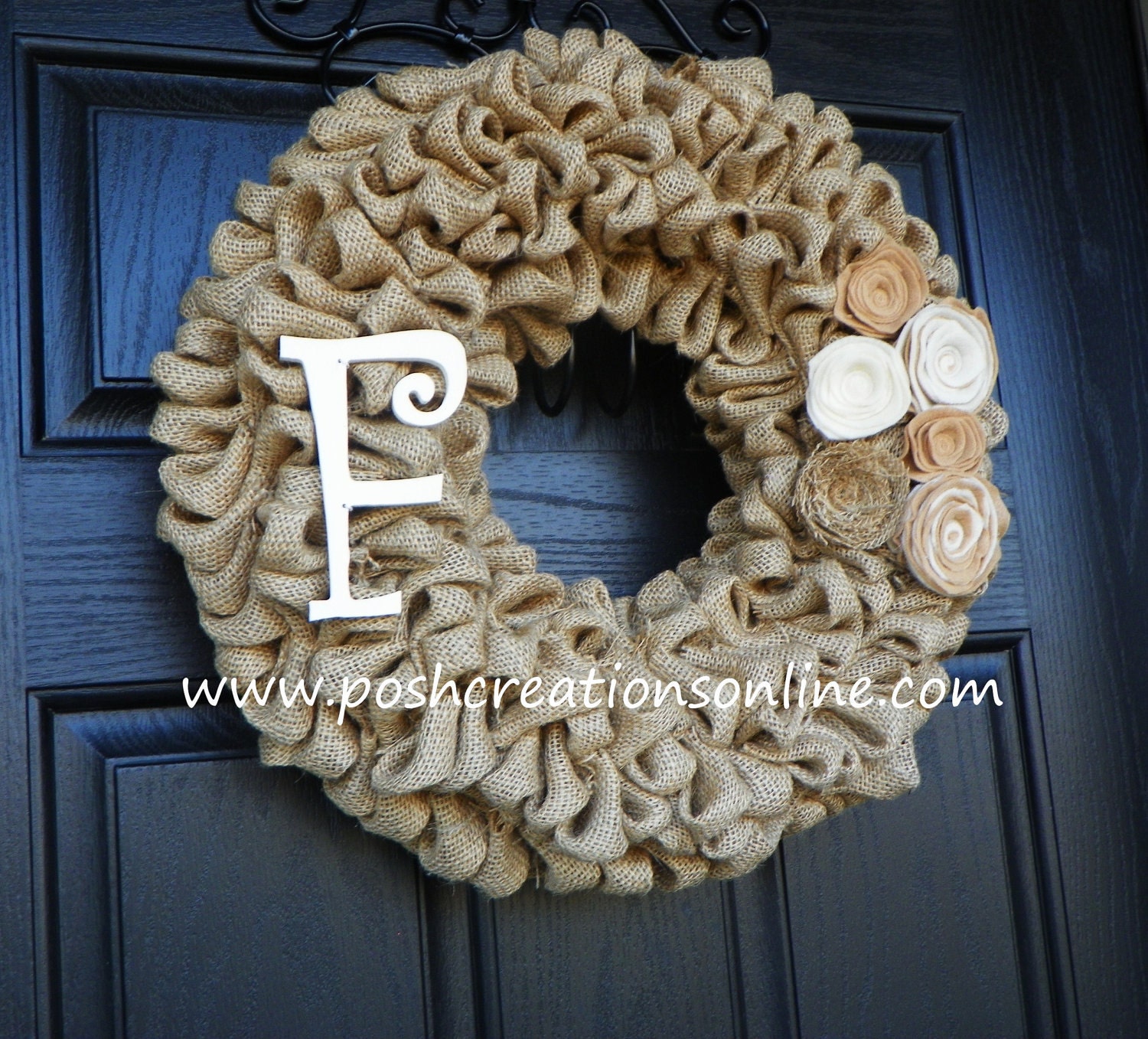 Shabby Chic Burlap Bubble Wreath, Burlap Wreath,25x25, Burlap Ribbon Wreath, Tan Burlap Wreath, Year Round Wreath,