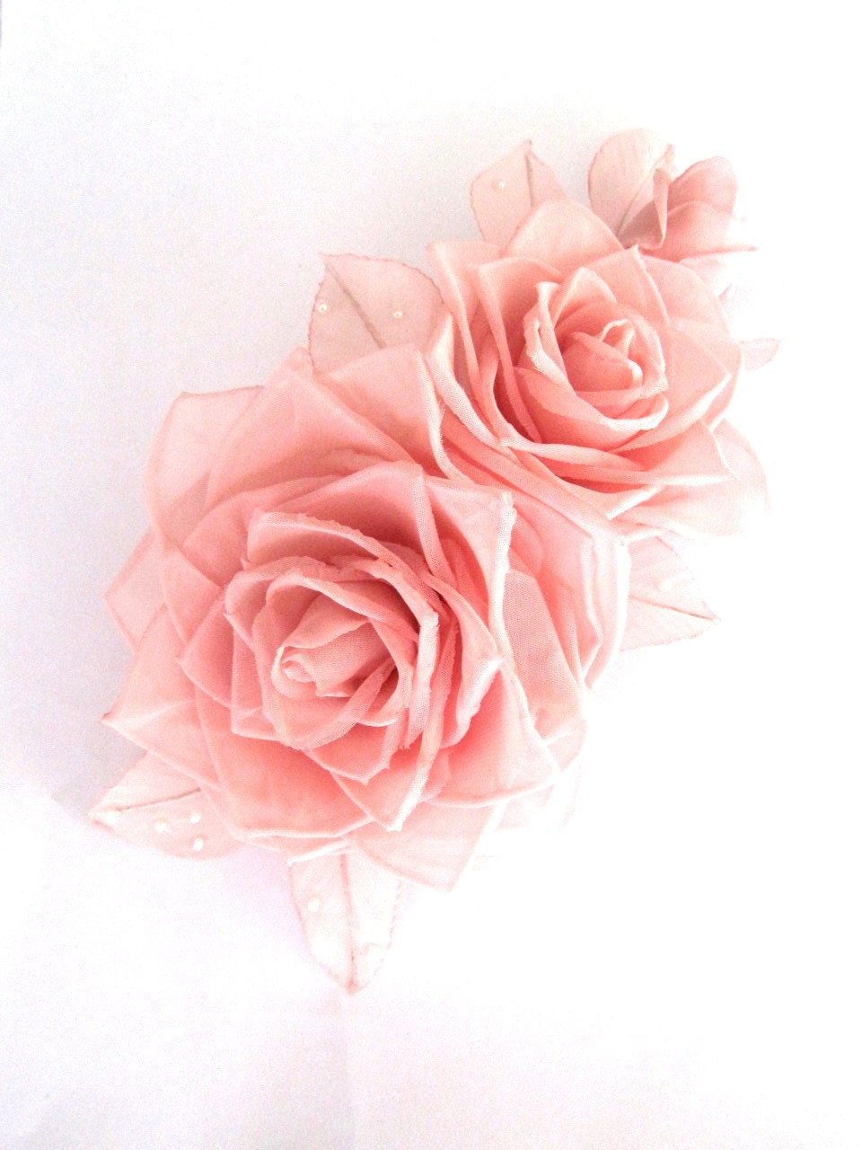 Soft pink roses hair clip - JewelryWithTaste