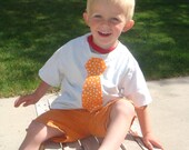 Boys Tie T Shirt, White Shirt with Orange Tie