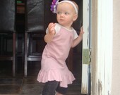 Easter Dress, Pink Ruffle Dress, Spring Dress for Girls in Rose Pink and White