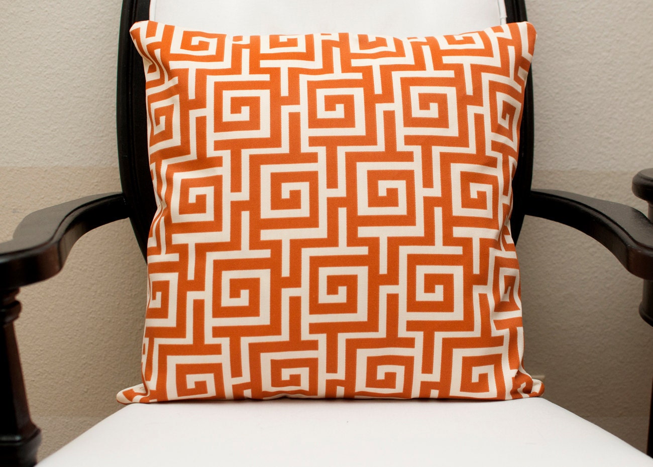 Orange Pillow Covers (Set of 2), Throw Pillows, Home Decor Accents, PIllow Case (set of 2), Indoor/Outdoor Material, (Roman Swirls)