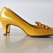 Reserved for Karen - Bright yellow vintage heels mustard color patent leather