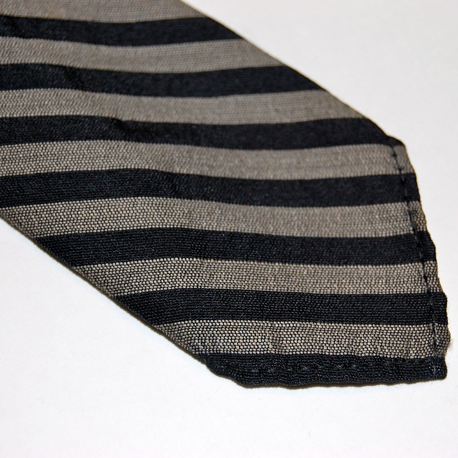Grey and Black striped Skinny Necktie