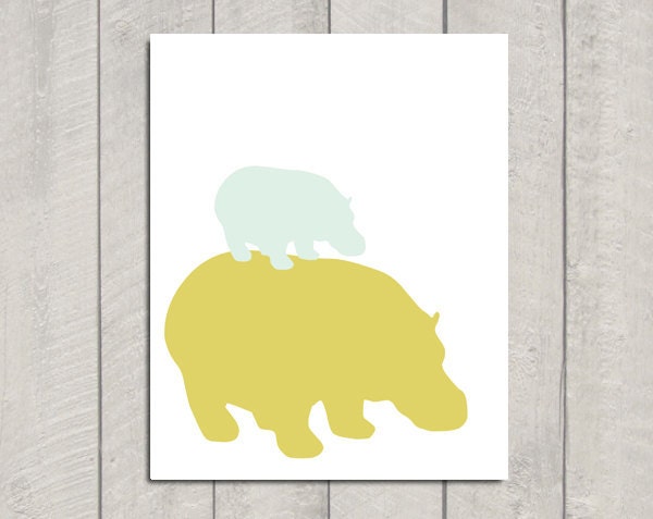 Hippo Nursery Art Print - 8x10