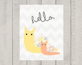 Nursery Art Print - Hello Snail - 8x10