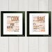 Kitchen Print Set - Cook and Bake Typography - 8x10