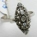 Vintage 14k white gold diamond ring Victorian 1/3 ct Art Deco Navette