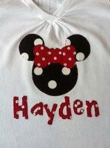 Girls Minnie Mouse shirt. Red black white polka dot applique. Custom boutique children's clothing.By EverythingSorella