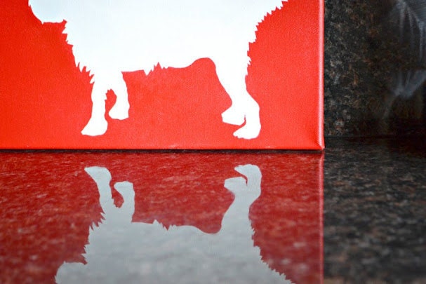 Canvas Dog Silhouette Painting Customized for Your Pet in Your Choice of Colors