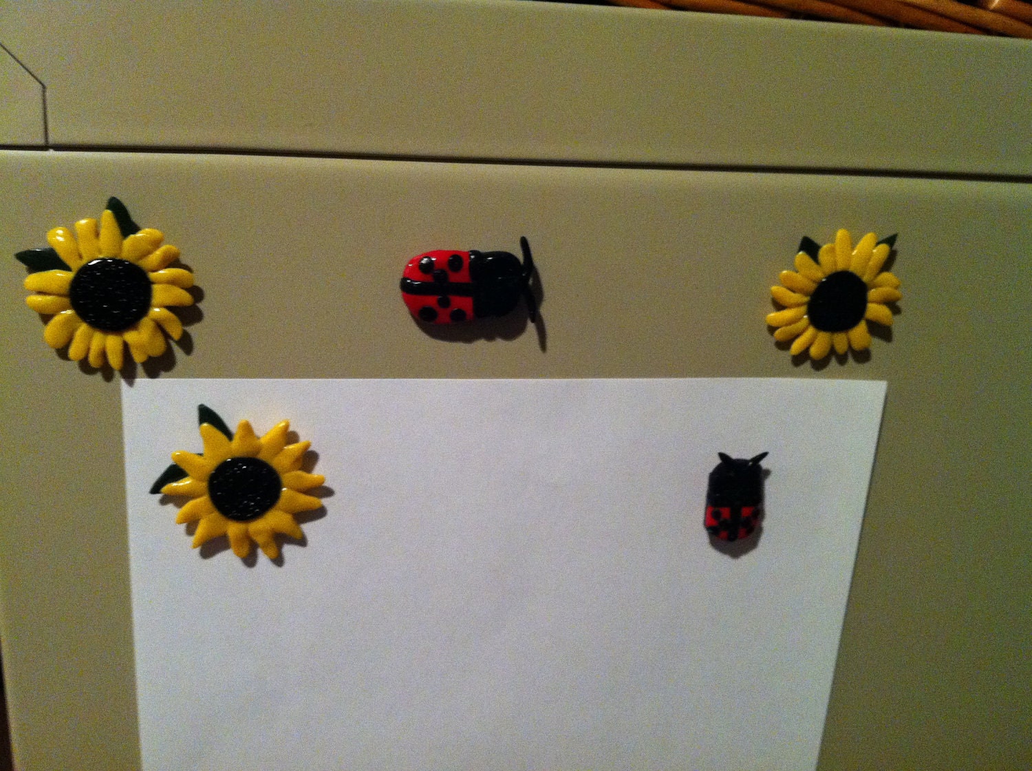 Sunflower and Ladybug Polymer Clay Magnet Set