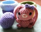 Babs the bitty Easter bunny/ crocheted bunny/ tiny toy/ pink toy/ crocheted animal/ easter toy
