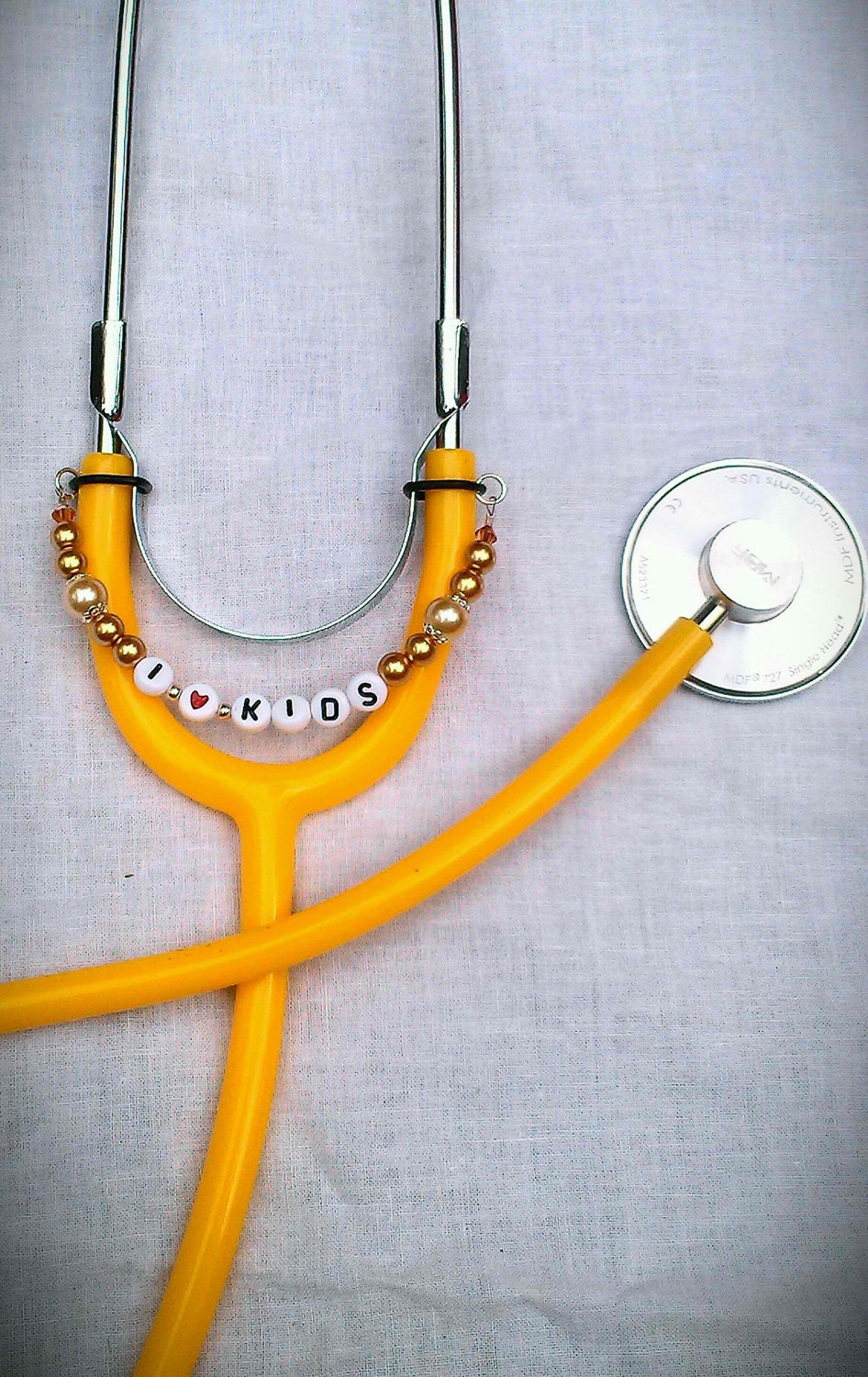 Gold PERSONALIZED STETHOSCOPE CHARM for Nurses, Docs, Healthcare Professionals