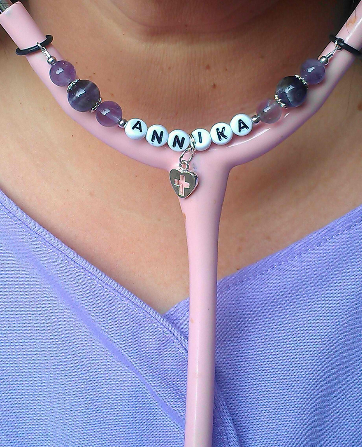 Turquoise Jade PERSONALIZED STETHOSCOPE CHARM for Nurses, Docs, Healthcare Professionals