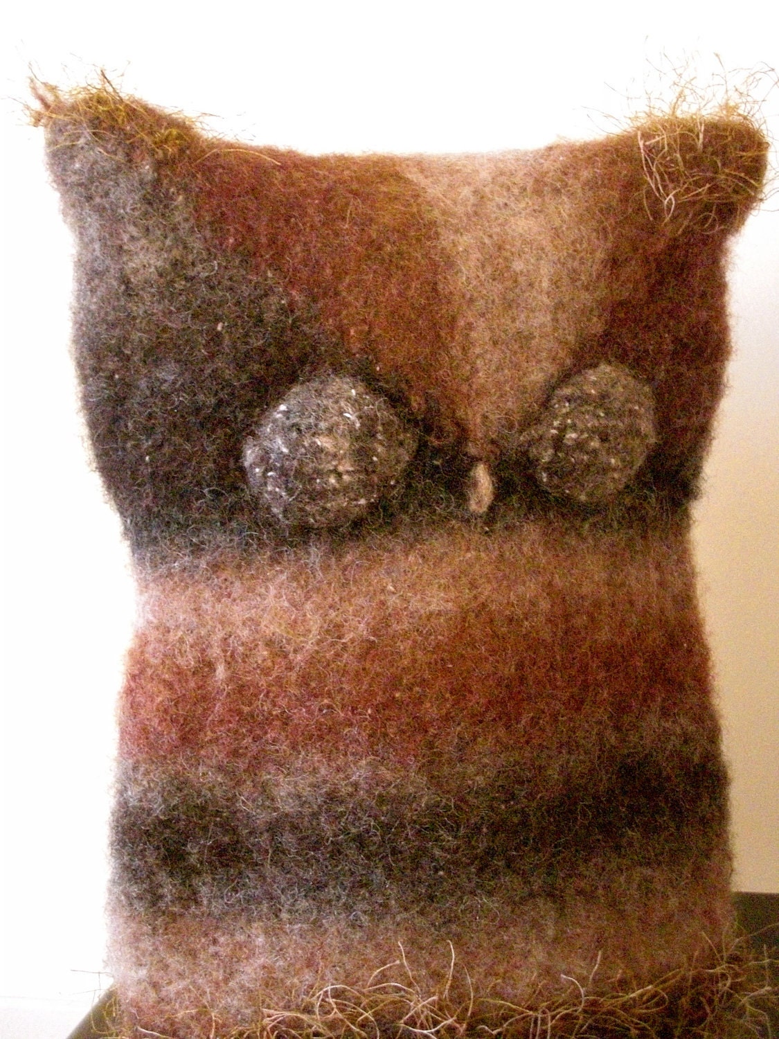 Night Owl, Owlet Puppet , Knitted Felted Brown/ Gray/ Charcoal, Waldorf Toy