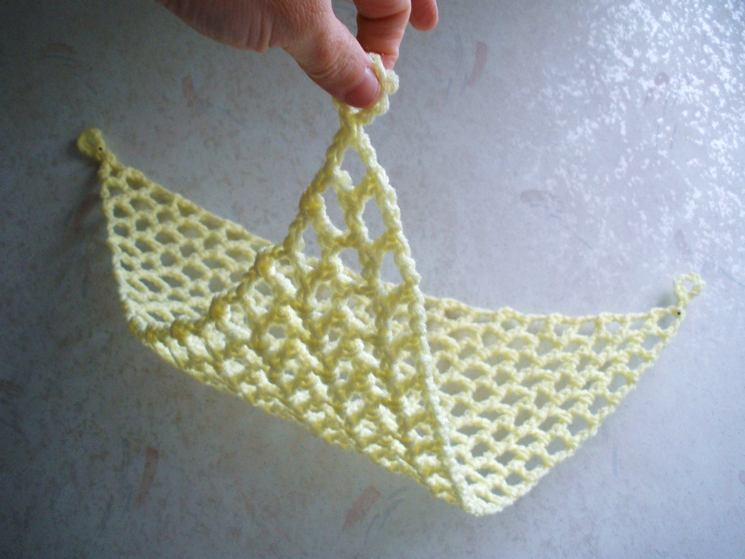 Mini "Lovey Corral" - Crochet Toy Hammock - Stuffed Animal Organizer in Pale Yellow - Ready-to-ship