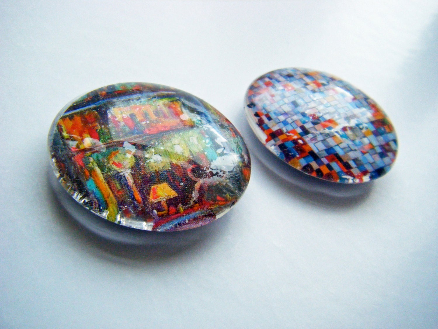 Large Art Magnets - set of 2 - mini paintings - based on oil paintings