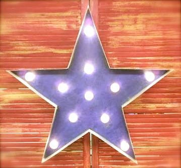 24" Star Vintage Marquee Circus Carnival Lighted Shape Metal & Wood