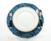 Crochet hot pad table mat / place mat, plate holder.... Very stylish... Blue placemat- Set of two placemat - Blue service set - aynikki