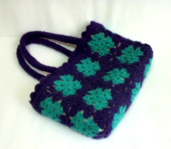 Granny Square Bag- Useful and Fashionable Crochet Bag- Handmade bag- Crochet purse- Purple bag- Tote- Unique crochet tote- Remarkable bag