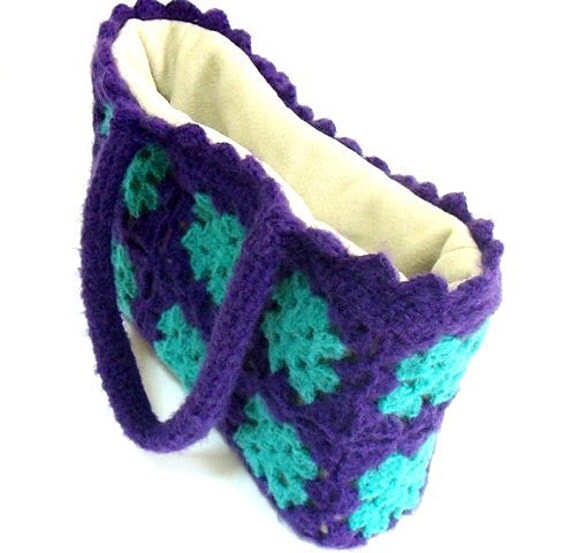 Granny Square Bag- Useful and Fashionable Crochet Bag- Handmade bag- Crochet purse- Purple bag- Tote- Unique crochet tote- Remarkable bag