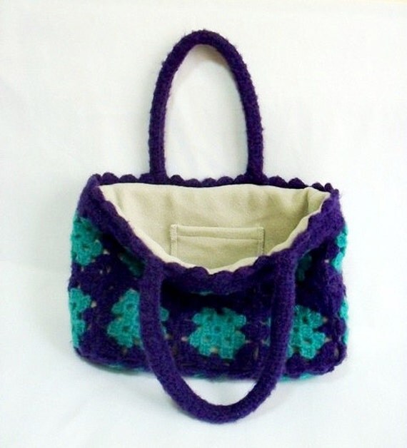 Granny Square Bag- Useful and Fashionable Crochet Bag- Handmade bag- Crochet purse- Purple bag- Tote- Unique crochet tote- Remarkable bag