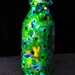 Milk Bottle Vase Multi-Media Green Heart & Bead Adorned