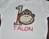 Appliqued Monkey Birthday Shirt