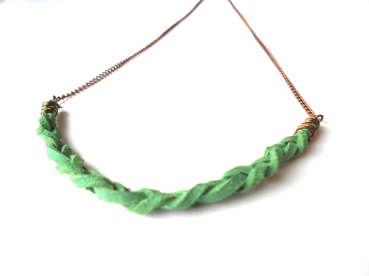 Green Necklace on Boho Mint Green Suede Necklace    Bohemian Fox By Themossyfox