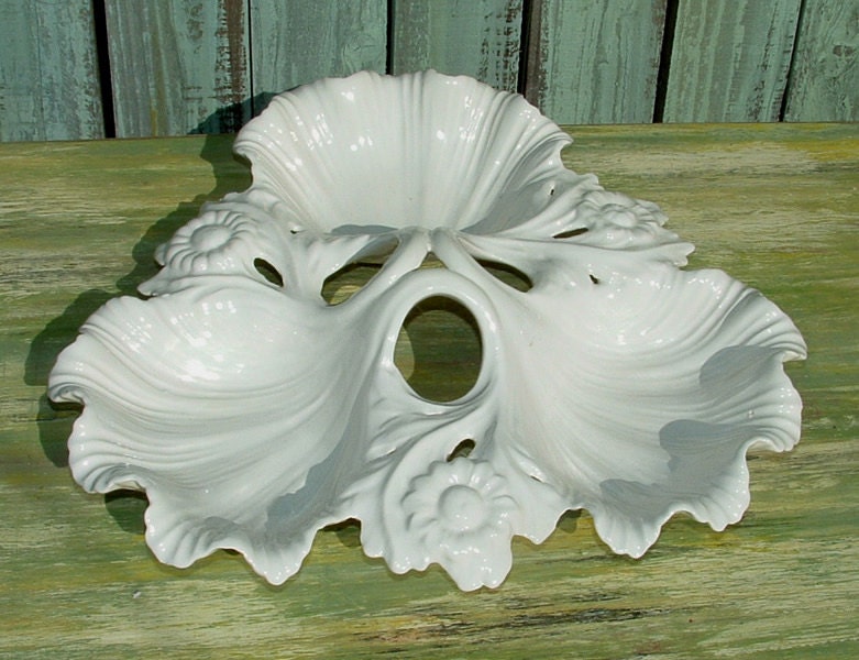 CALIFORNIA POTTERY DISH - Vintage Party Platter or Appetizer Plate Milky White Glaze by Whittier Potteries