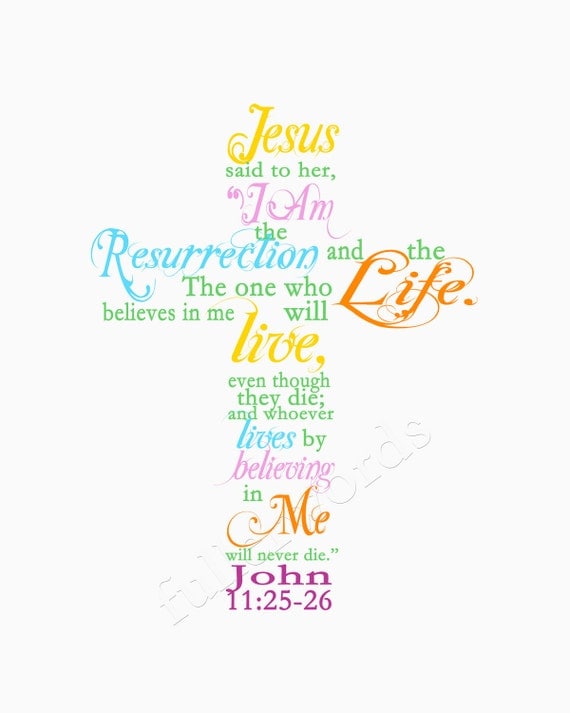 Easter/Spring Scripture Verse John 11:25 - digital printable word art