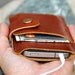 Mini brance brown leather iphone wallet case