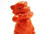 kitschy cat figurine  //  upcycled ceramics, home decor, orange, tangerine, mod, cats, housewares, painted, whimsical