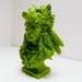 indian wolf figurine  //  upcycled home decor  //  leaf green, miniature head bust, statue, wolves, folk