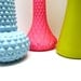 vintage milk glass vase set  //  turquoise, aqua, neon pink, lime green  //  painted vases, mid century decor, upcycled, retro, 60s, mod