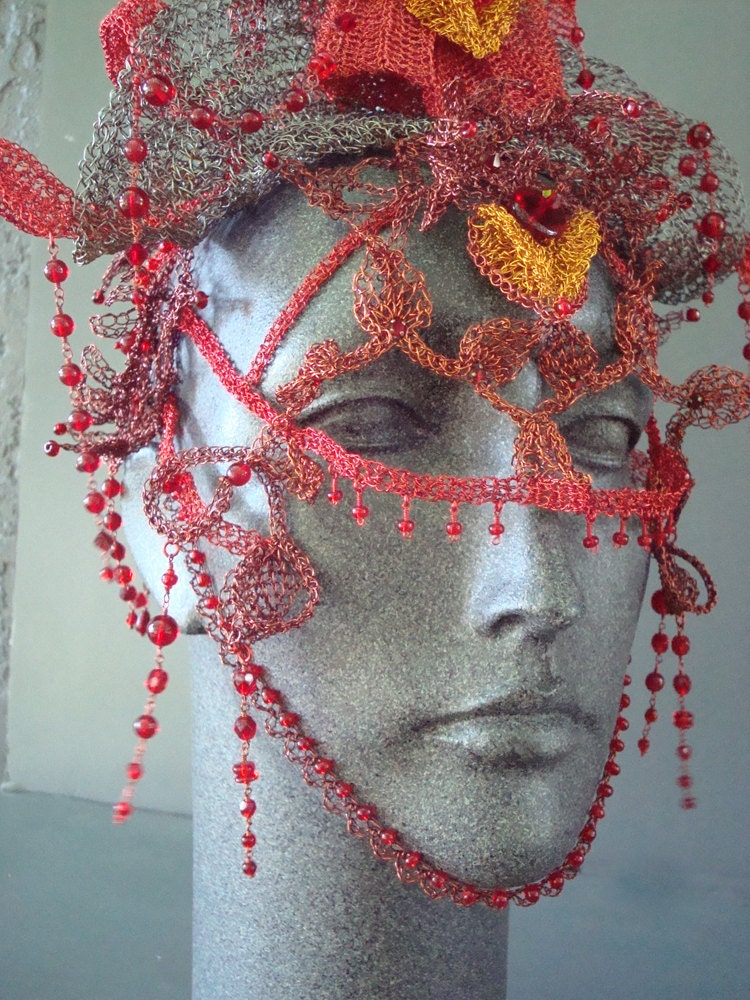 Crocheted Wire Mask "Barking at the Moon"