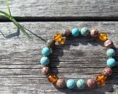 SAGITTARIUS POWER BRACELET Reiki Healing Gemstone Crystal Zodiac Amber Turquoise Jasper Orange Blue